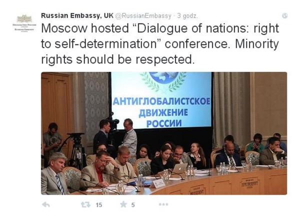 Moscow-hosted "Dialogue of Nations: right to self-determination" conference.